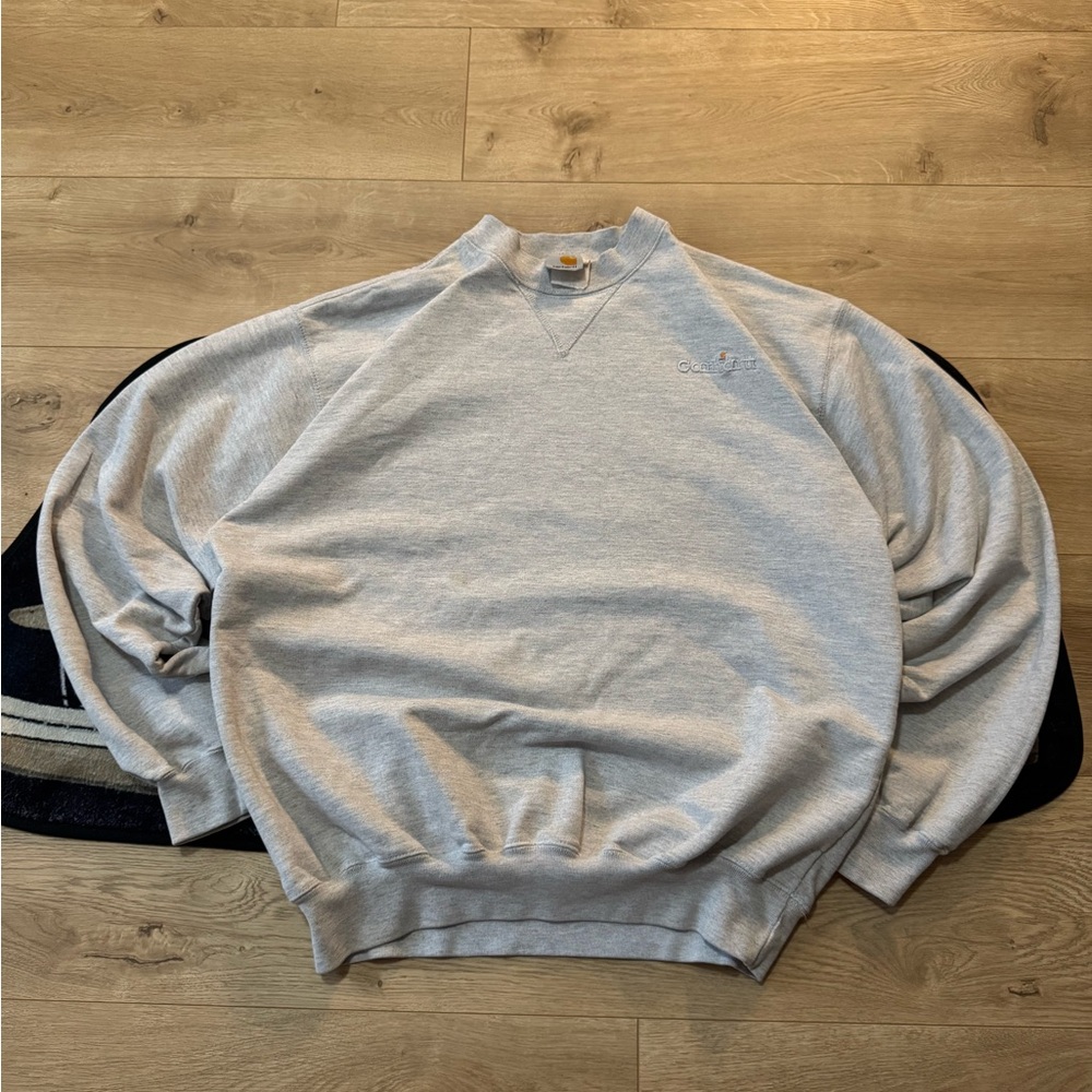 Vintage Carhartt Men's Heather Gray Crewneck Sweater